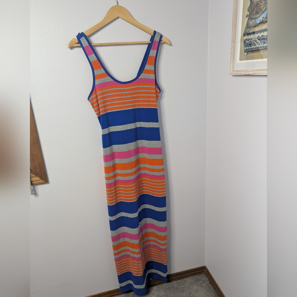 I’m‎ In Love With Derek Striped Knit Maxi Dress Size L, Colorful Sleeveless Y2K